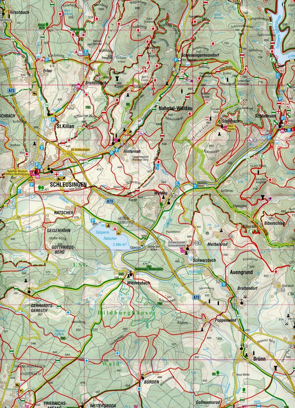 Beispielinhalt (Bild) Landkreis Hildburghausen 1 : 50 000 Rad- und Wanderkarte