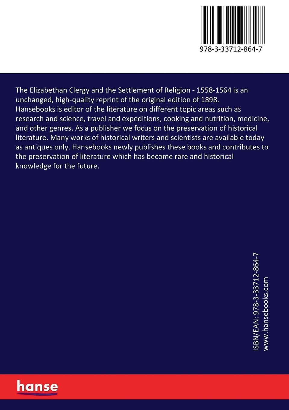 Rückseitencover The Elizabethan Clergy and the Settlement of Religion