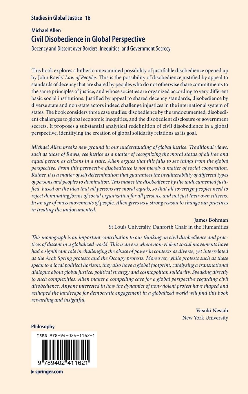 Rückseitencover Civil Disobedience in Global Perspective