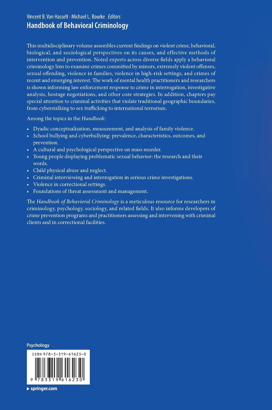 Rückseitencover Handbook of Behavioral Criminology