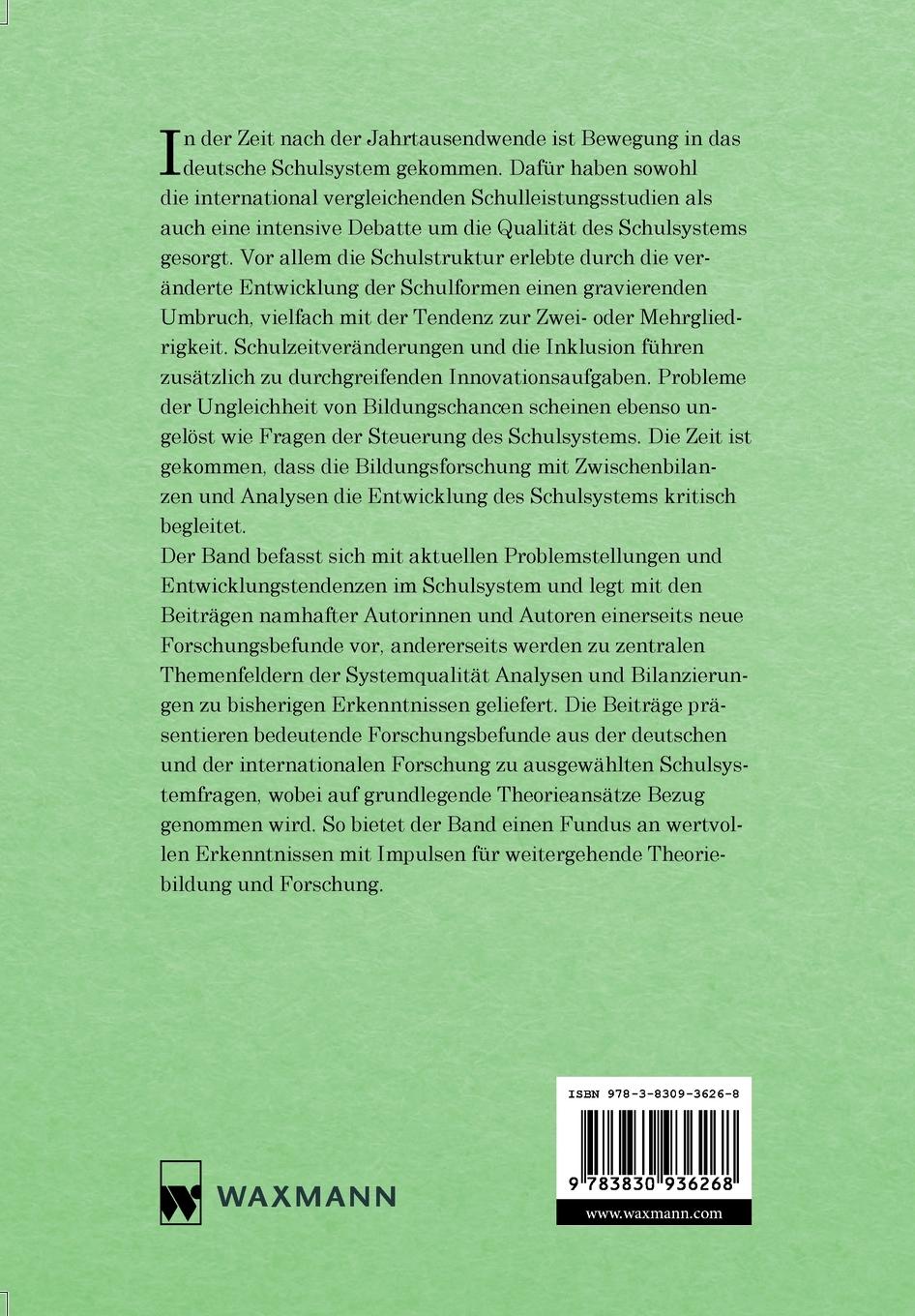 Rückseitencover Entwicklung und Qualität des Schulsystems