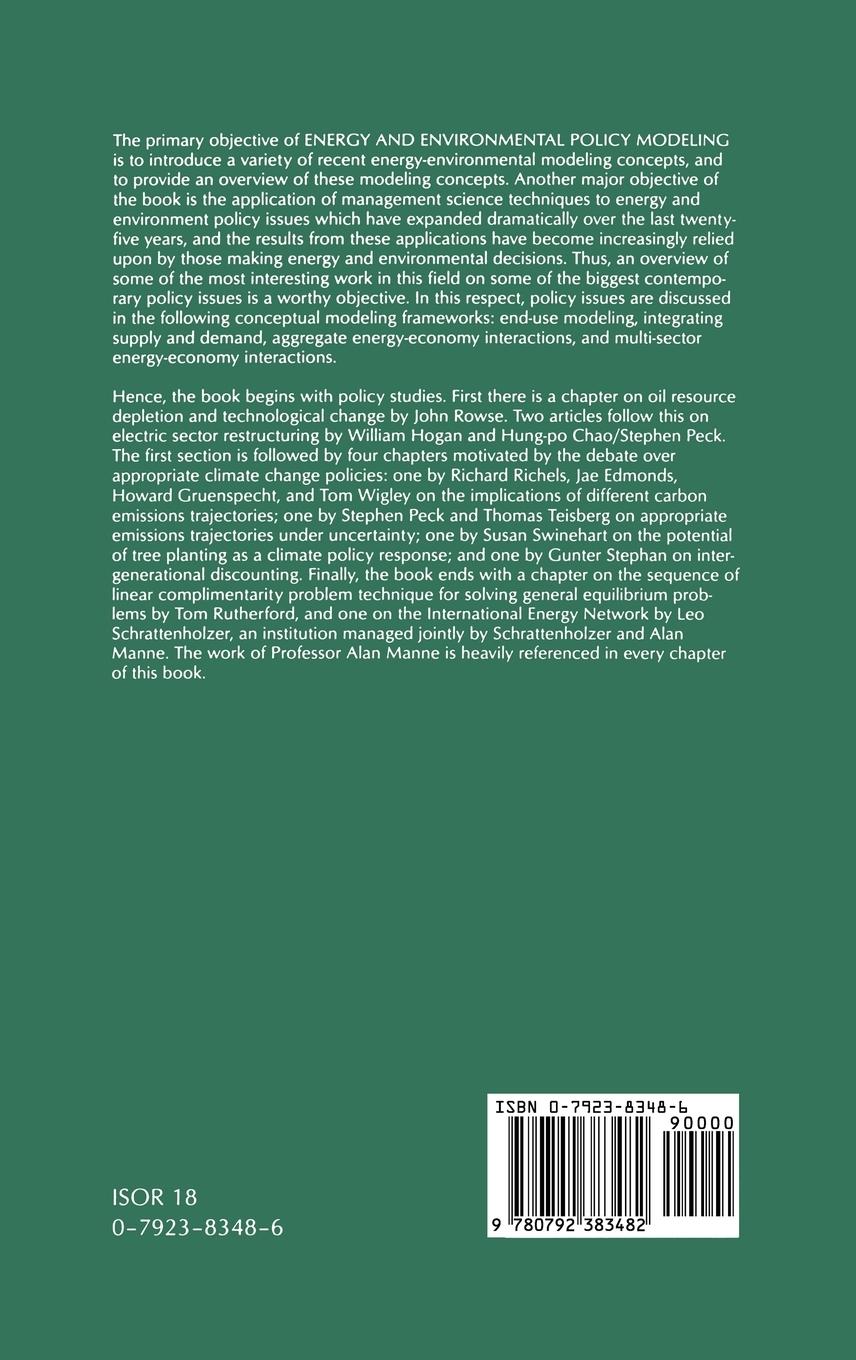 Rückseitencover Energy and Environmental Policy Modeling