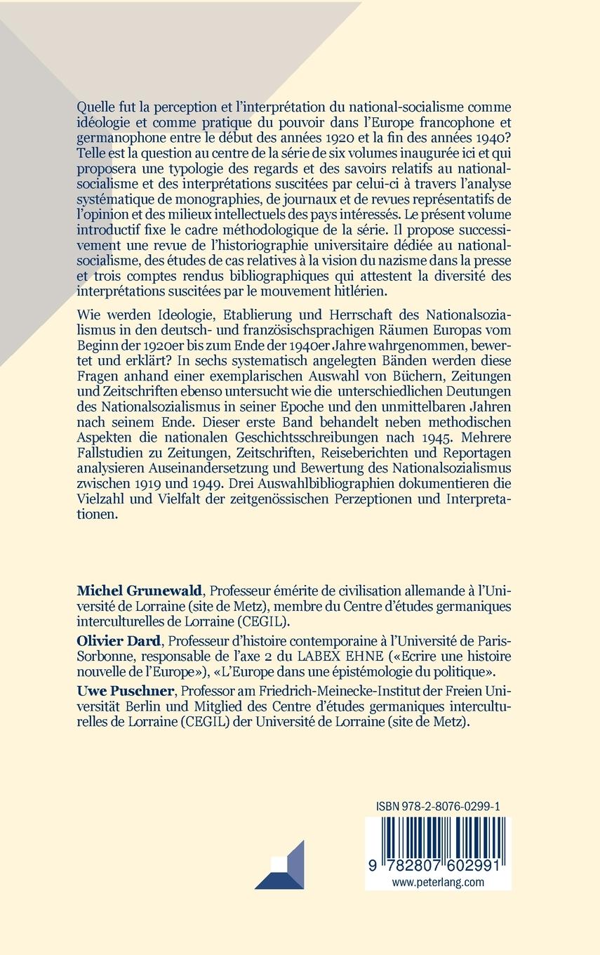 Rückseitencover Confrontations au national-socialisme en Europe francophone et germanophone (1919-1949) / Auseinandersetzungen mit dem Nationalsozialismus im deutsch- und französischsprachigen Europa (1919-1949)