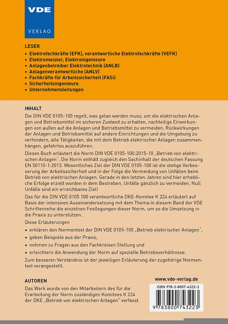 Rückseitencover Betrieb von elektrischen Anlagen