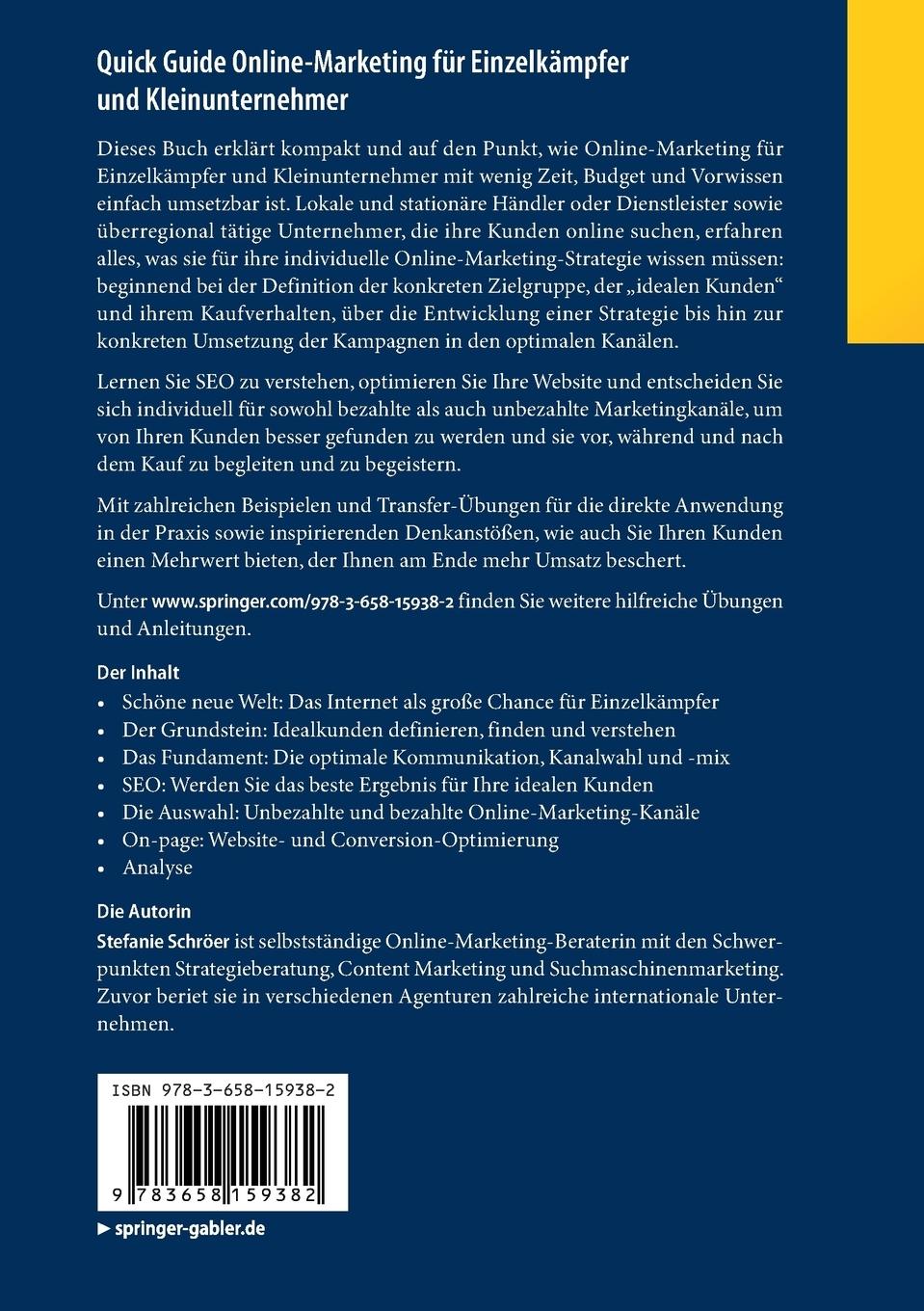 Rückseitencover Quick Guide Online-Marketing für Einzelkämpfer und Kleinunternehmer