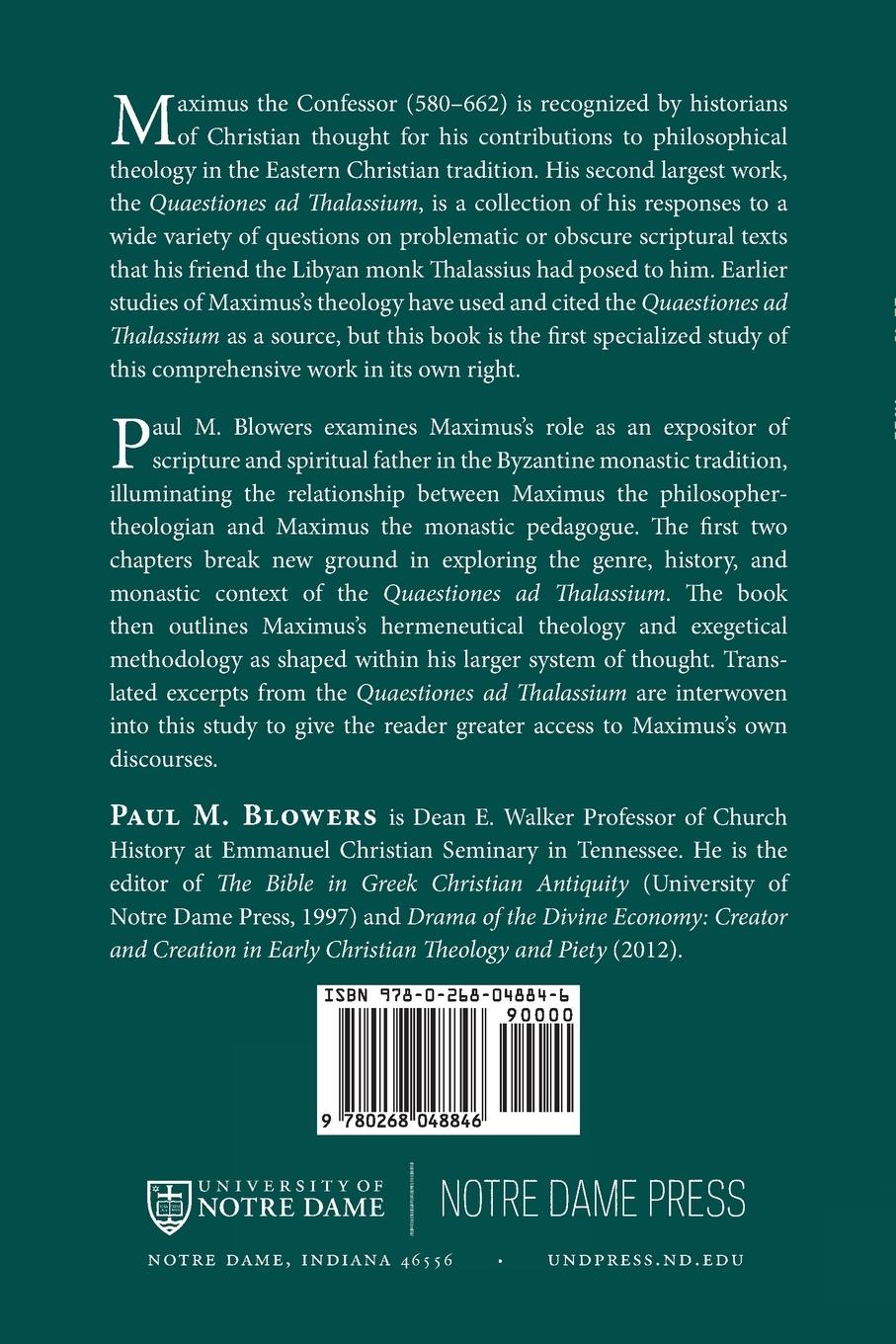 Rückseitencover Exegesis and Spiritual Pedagogy in Maximus the Confessor