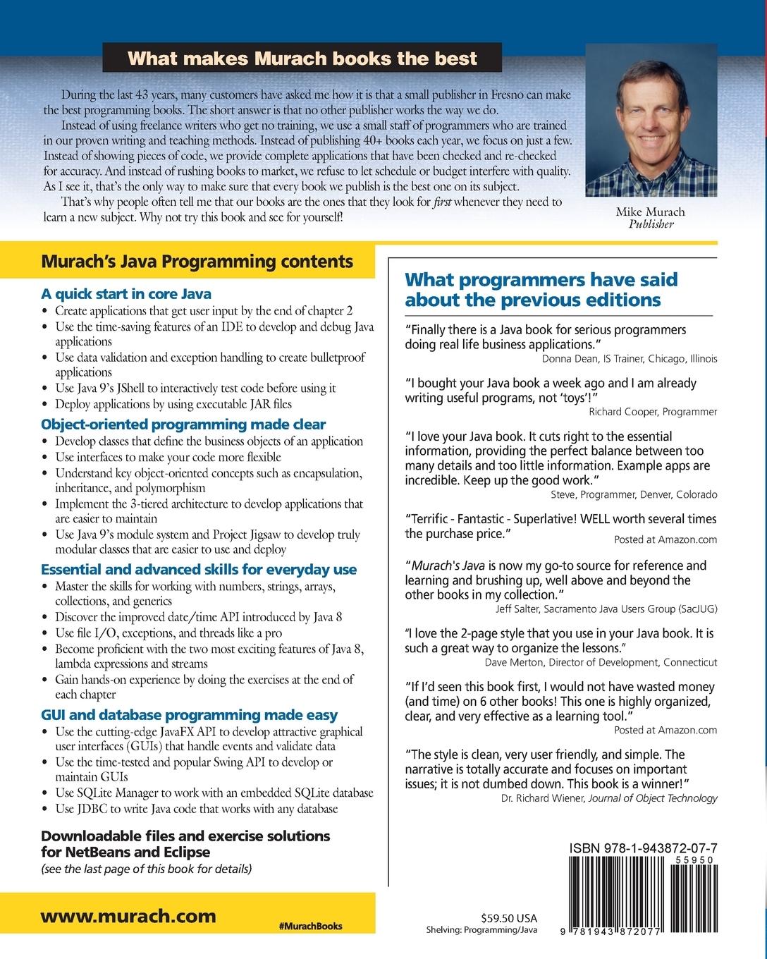 Rückseitencover Murach's Java Programming