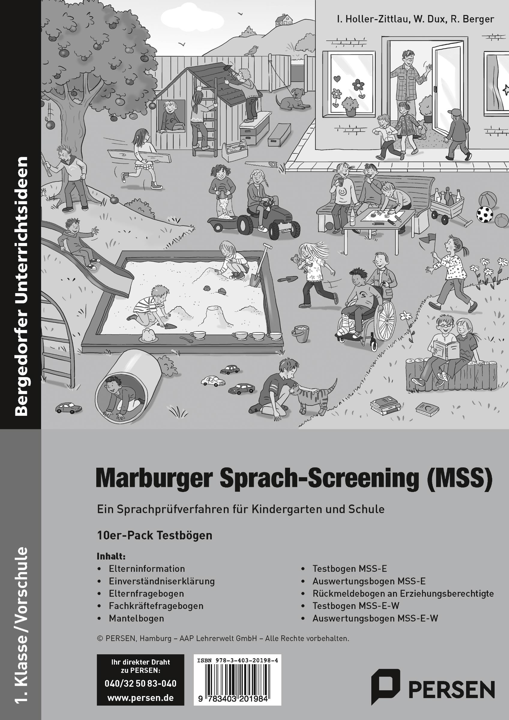 Vorderes Coverbild Marburger Sprach-Screening (MSS) - Testbögen-Heft