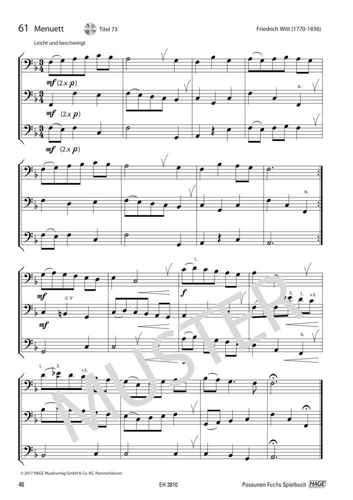 Beispielinhalt (Bild) Posaunen Fuchs Spielbuch (mit MP3-CD)