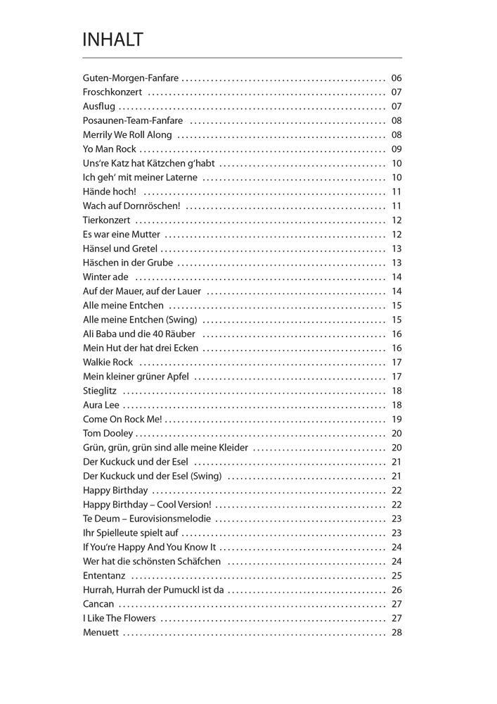 Beispielinhalt (Bild) Posaunen Fuchs Spielbuch (mit MP3-CD)