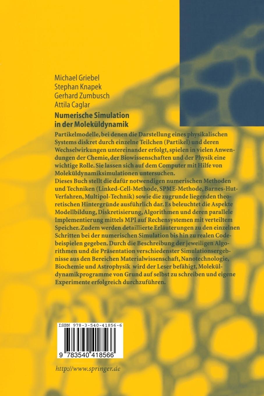 Rückseitencover Numerische Simulation in der Moleküldynamik