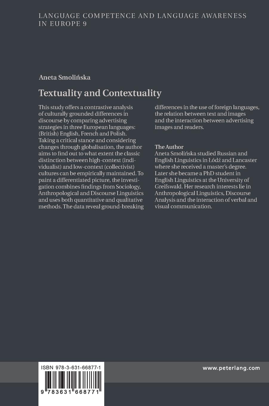 Rückseitencover Textuality and Contextuality