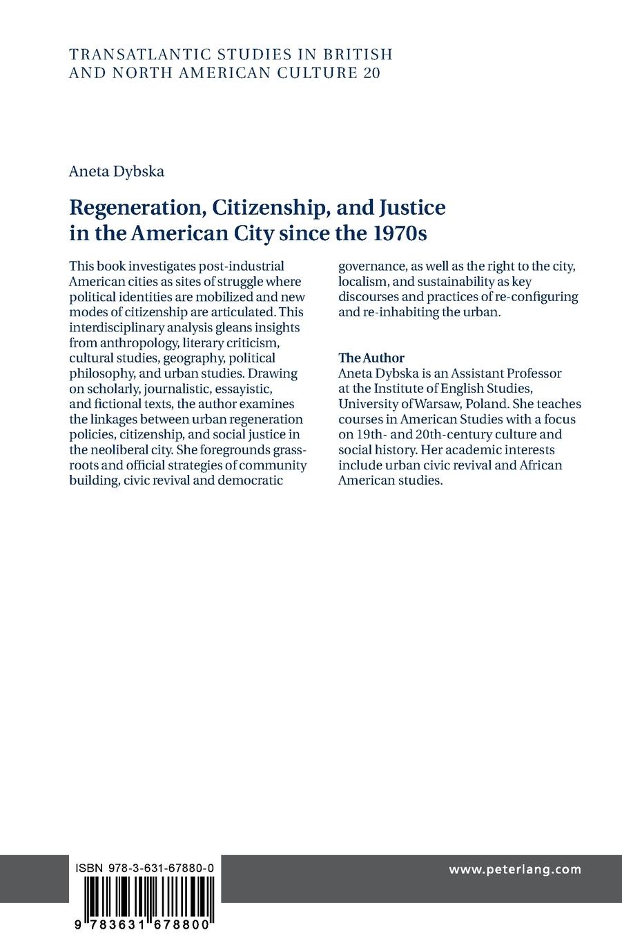 Rückseitencover Regeneration, Citizenship, and Justice in the American City since the 1970s