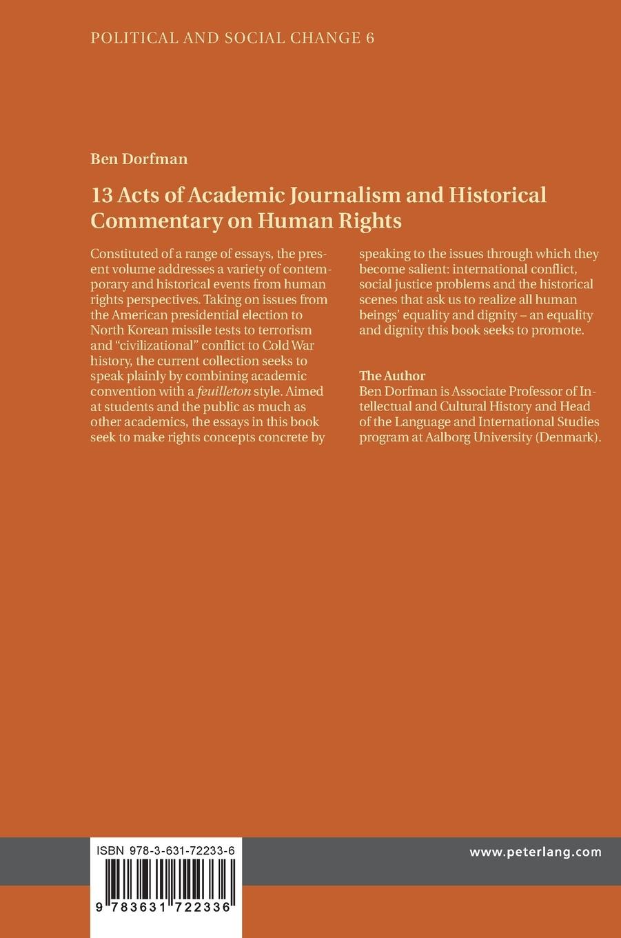 Rückseitencover 13 Acts of Academic Journalism and Historical Commentary on Human Rights