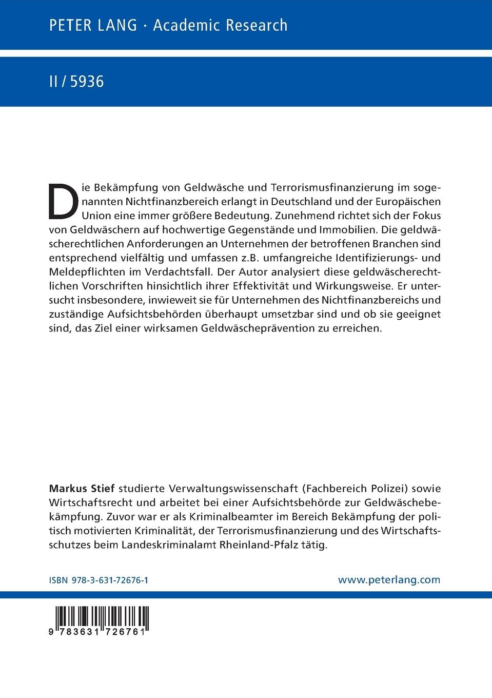 Rückseitencover Implementierung der nichtfinanzorientierten Geldwäschebekämpfung in das Geldwäschegesetz