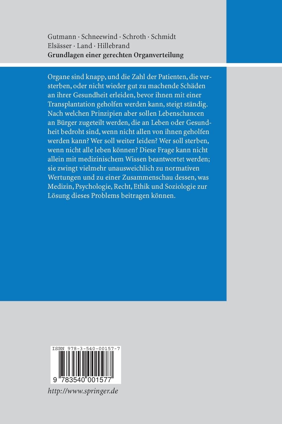 Rückseitencover Grundlagen einer gerechten Organverteilung