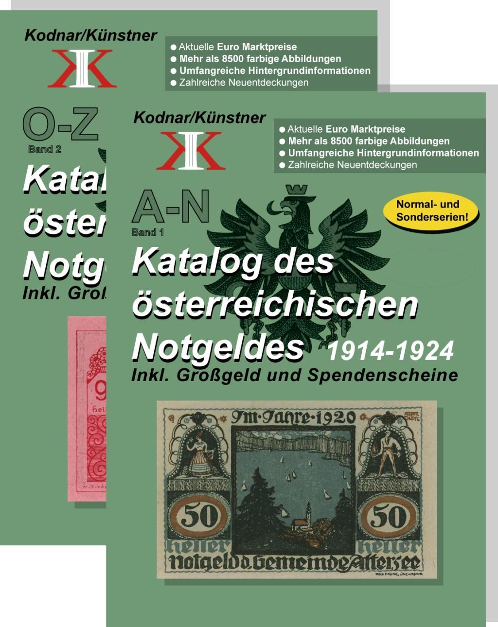 Vorderes Coverbild Katalog des österreichischen Notgeldes 1914-1924 in 2 Bänden