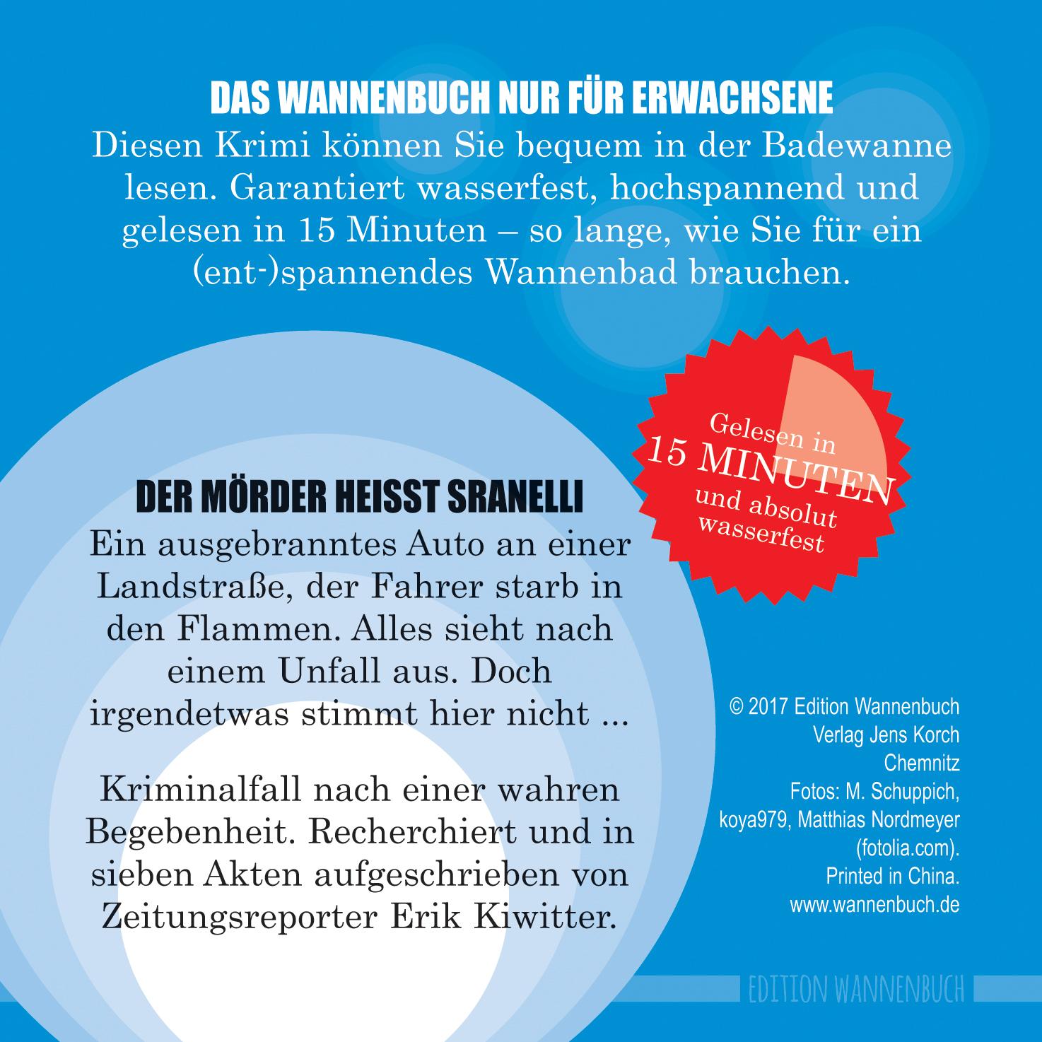 Rückseitencover Der Mörder heißt Sranelli