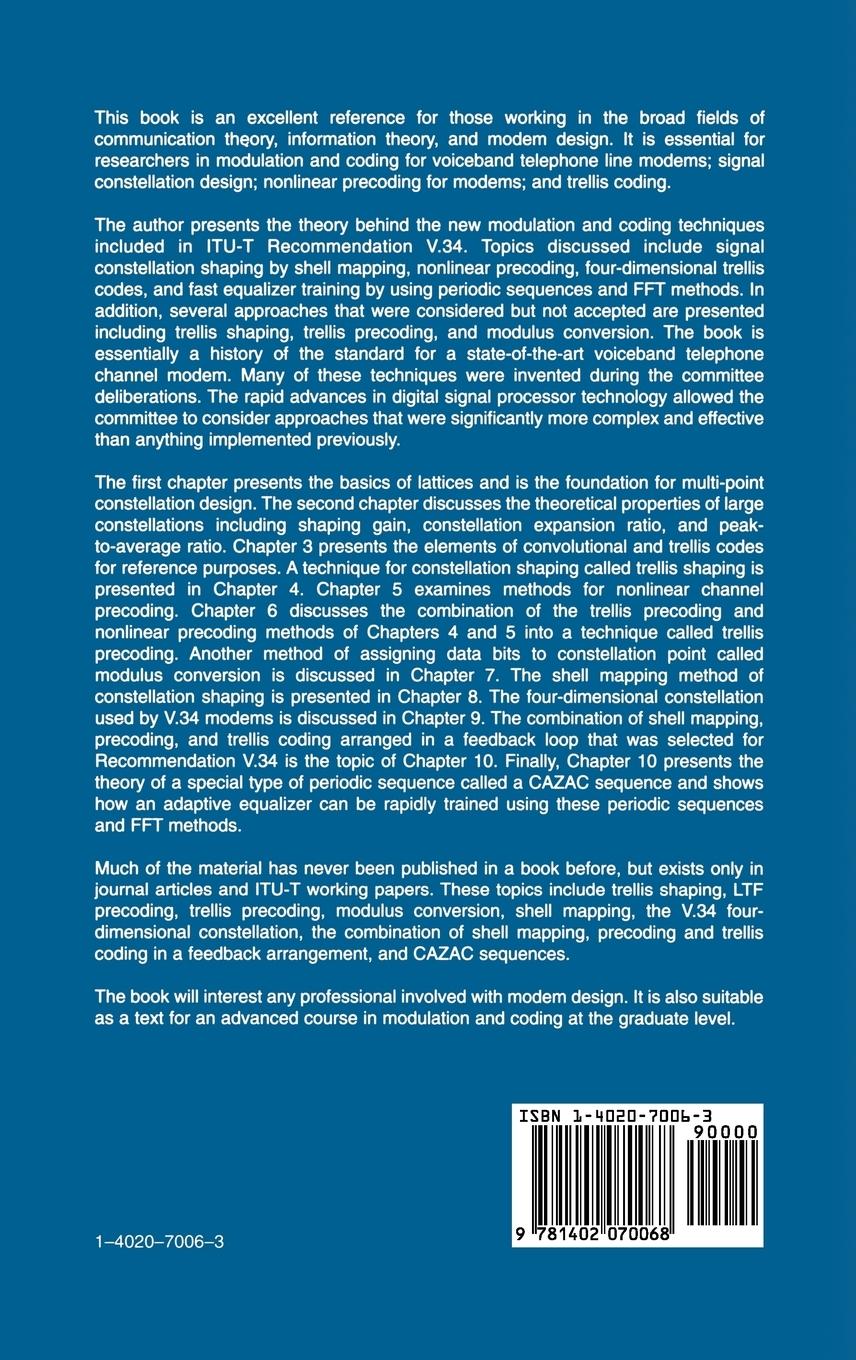 Rückseitencover Constellation Shaping, Nonlinear Precoding, and Trellis Coding for Voiceband Telephone Channel Modems