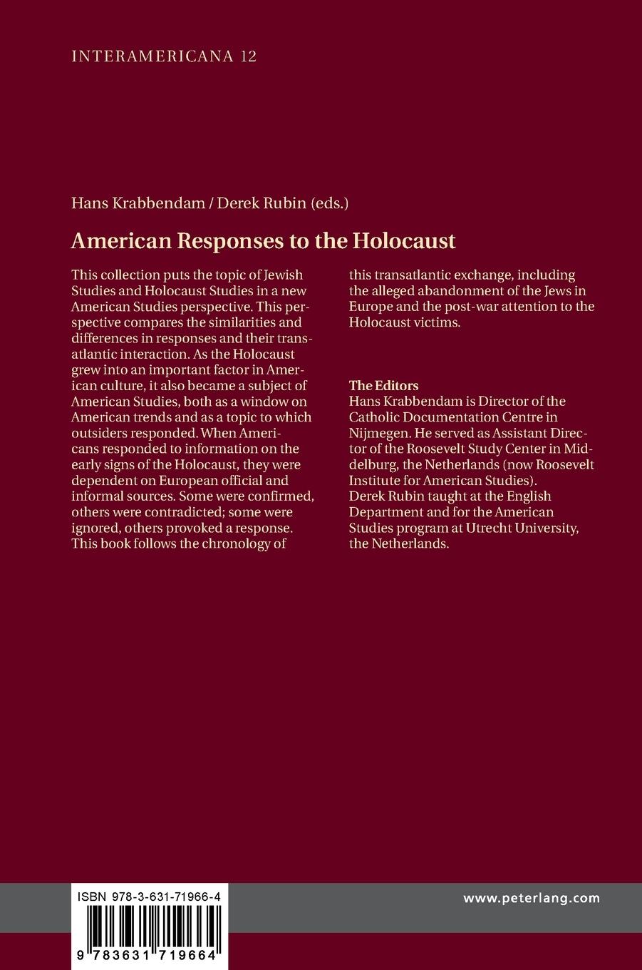 Rückseitencover American Responses to the Holocaust