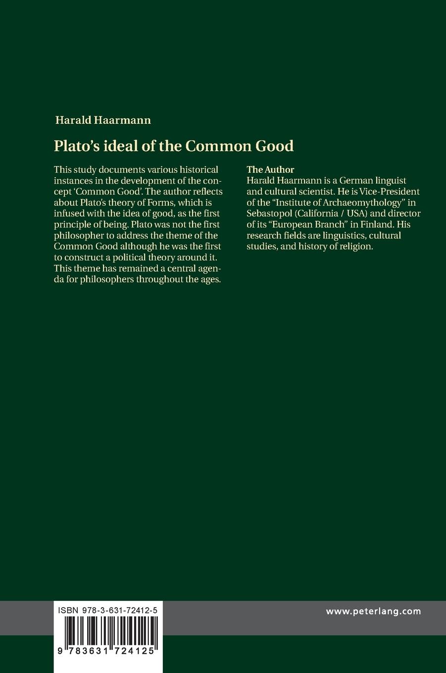 Rückseitencover Plato's ideal of the Common Good