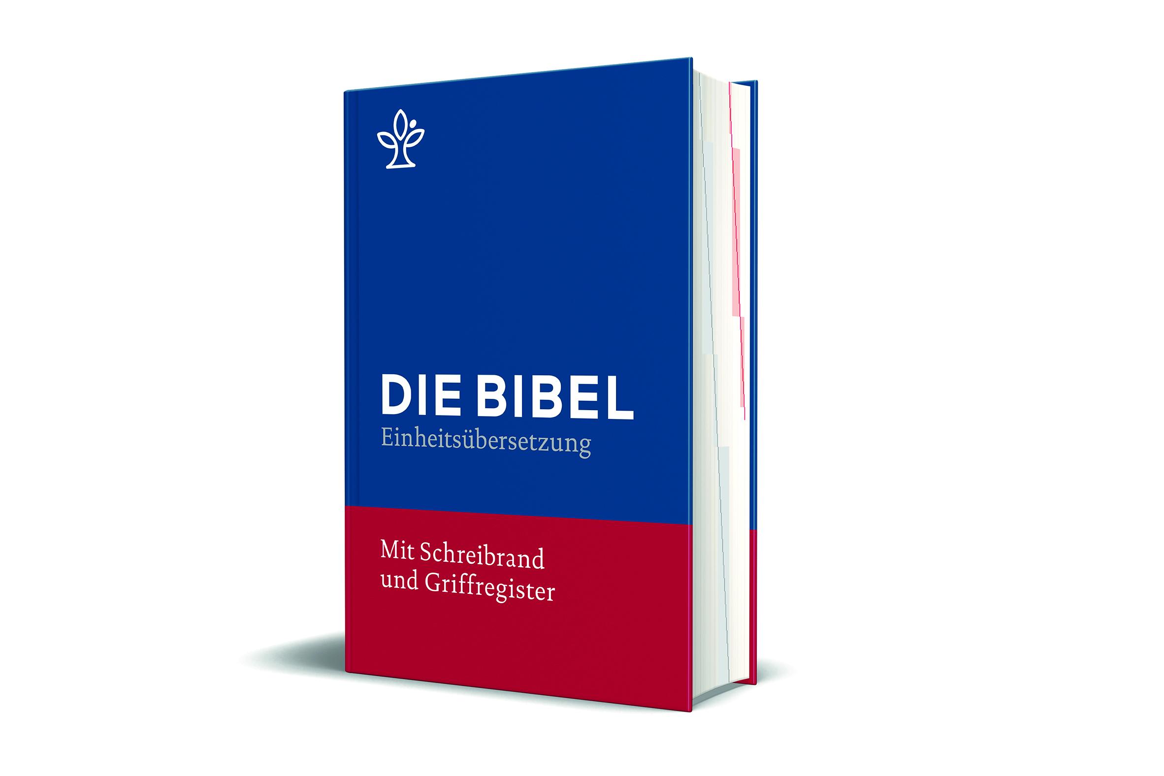 Vorderes Coverbild Bibel mit Schreibrand (Blauer Einband)