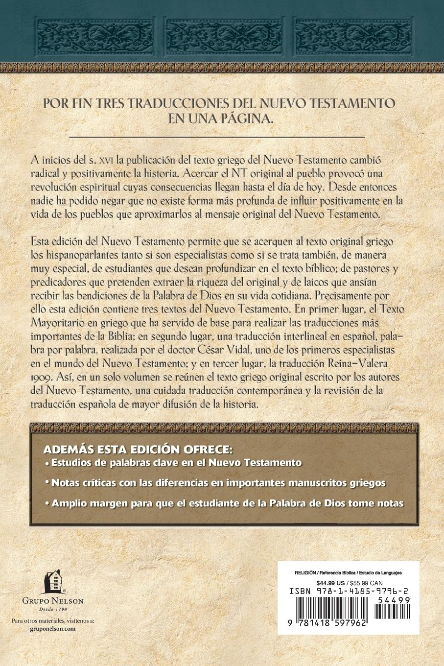 Rückseitencover Majority Text Greek-Spanish Interlinear New Testament
