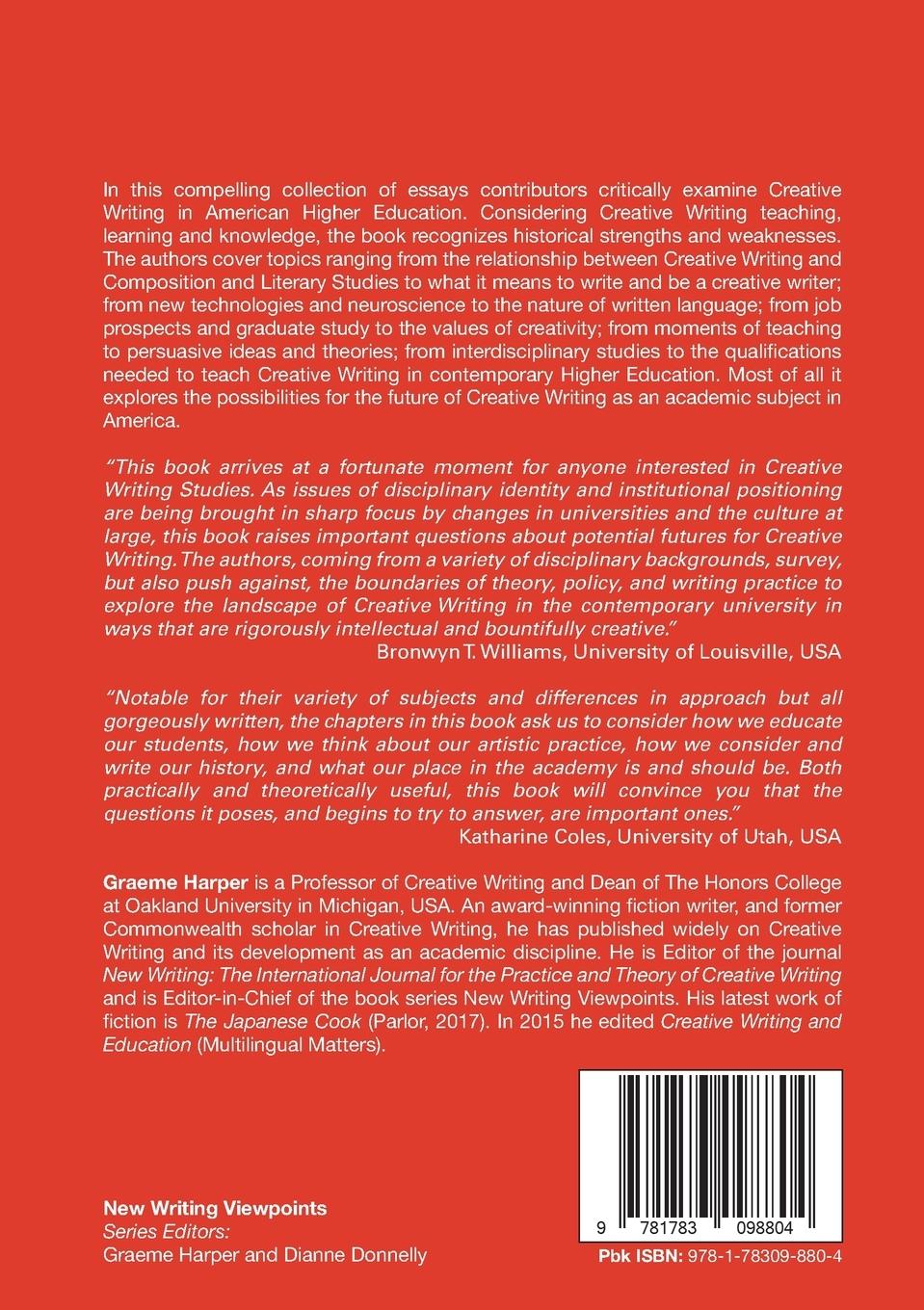 Rückseitencover Changing Creative Writing in America