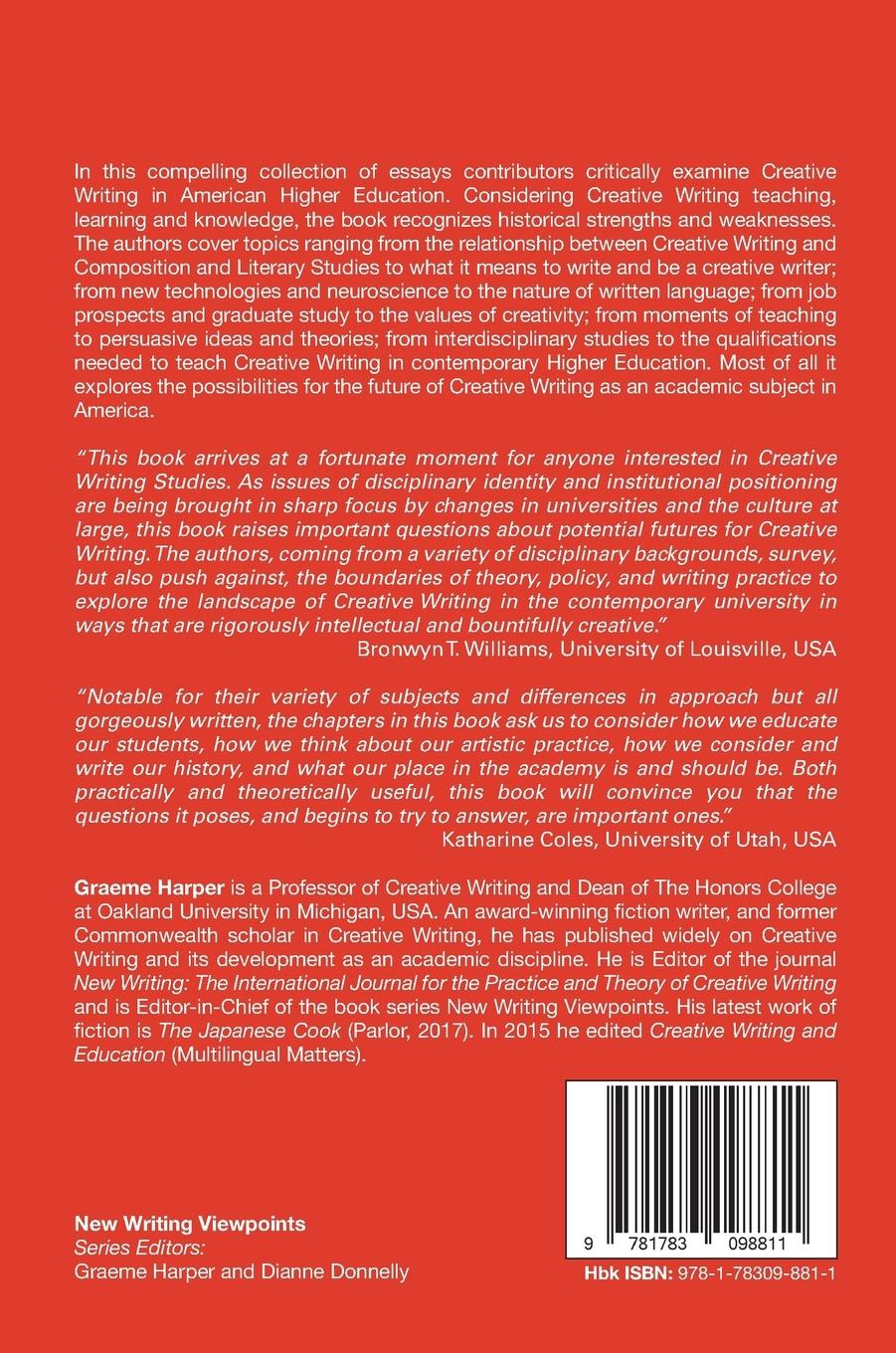 Rückseitencover Changing Creative Writing in America