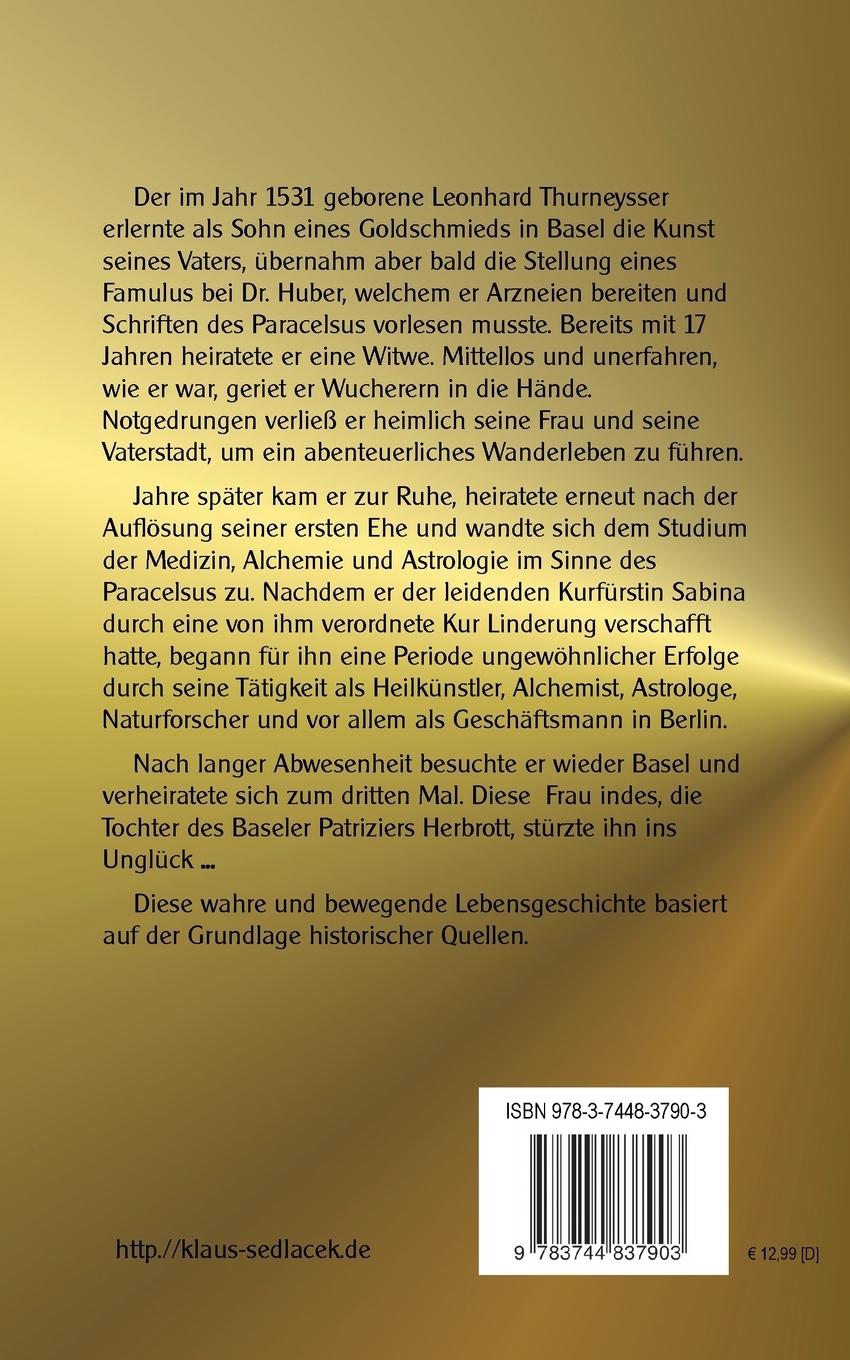 Rückseitencover Der Alchemist Leonhard Thurneysser