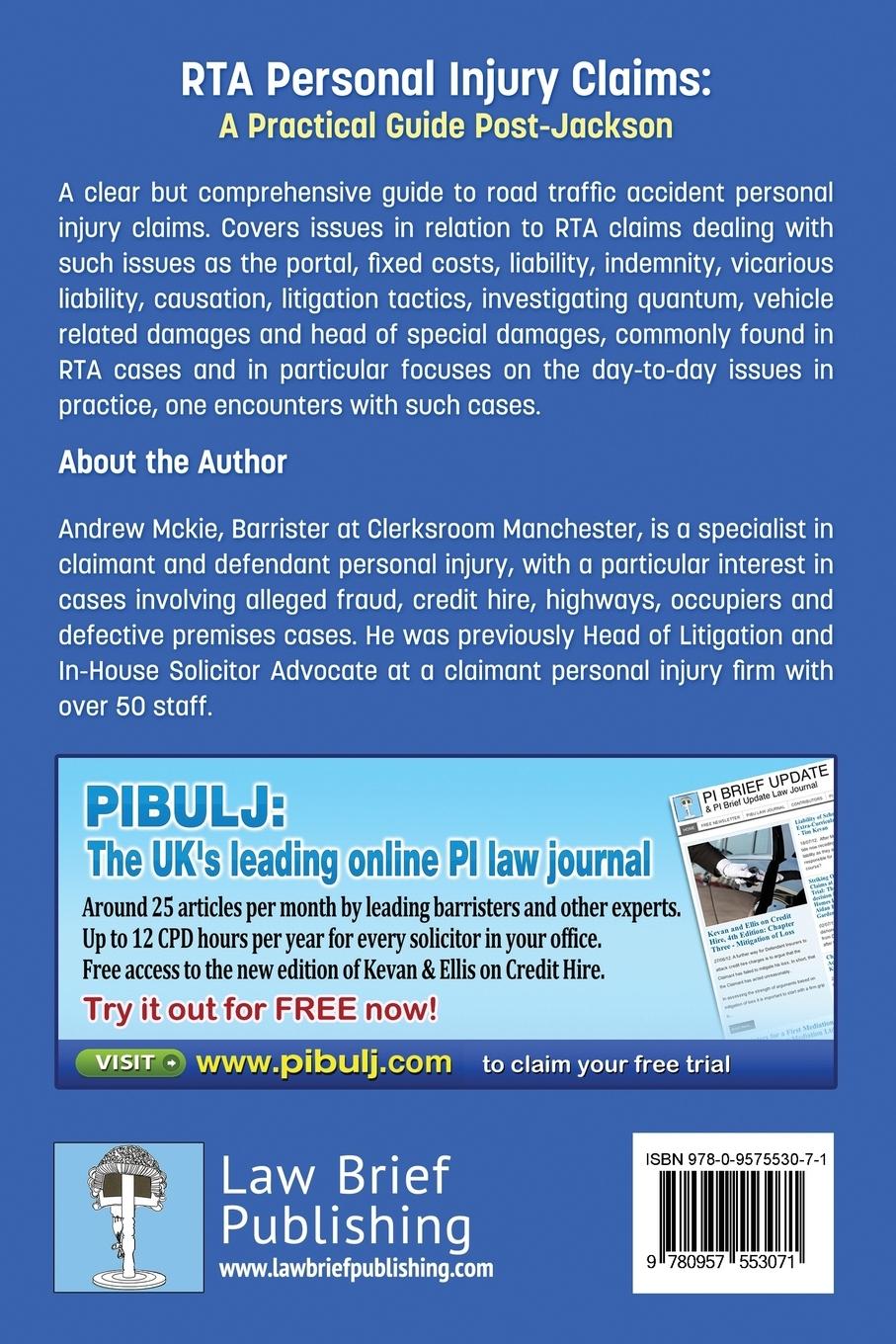 Rückseitencover RTA Personal Injury Claims