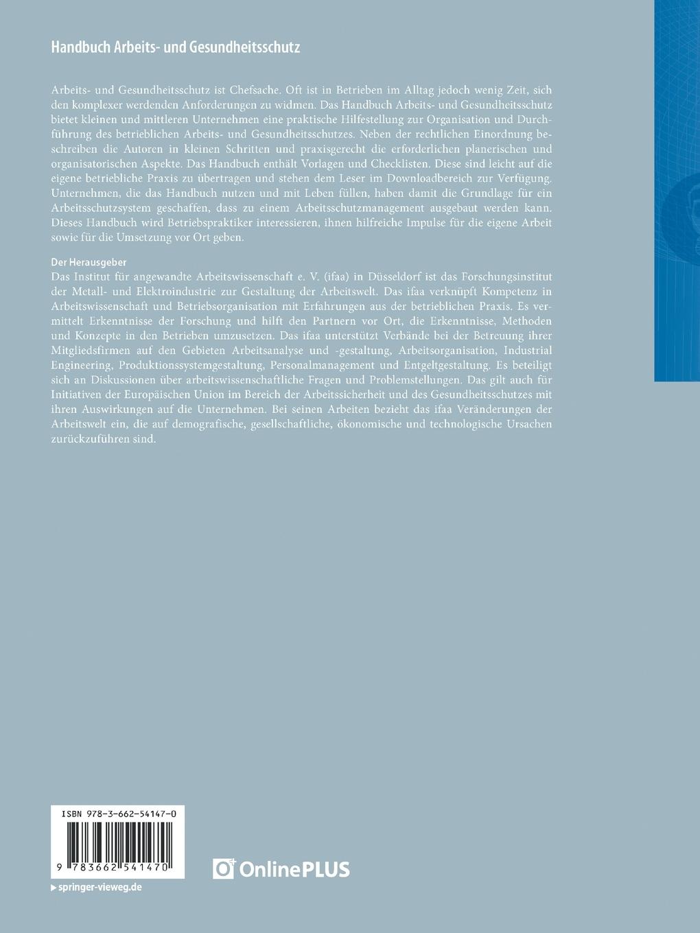 Rückseitencover Handbuch Arbeits- und Gesundheitsschutz