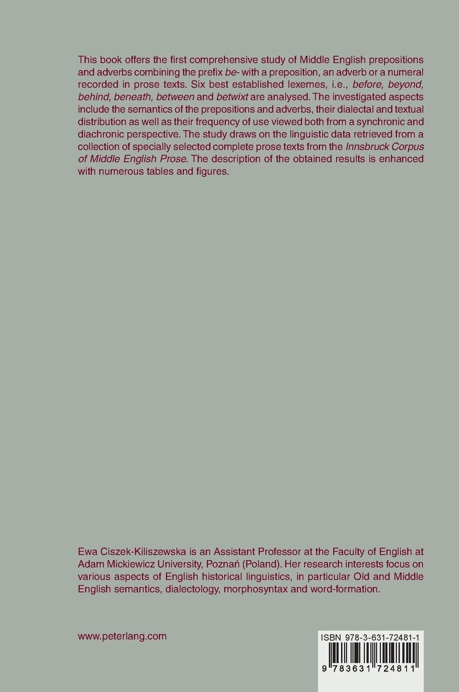 Rückseitencover Middle English Prepositions and Adverbs with the Prefix 'be-' in Prose Texts