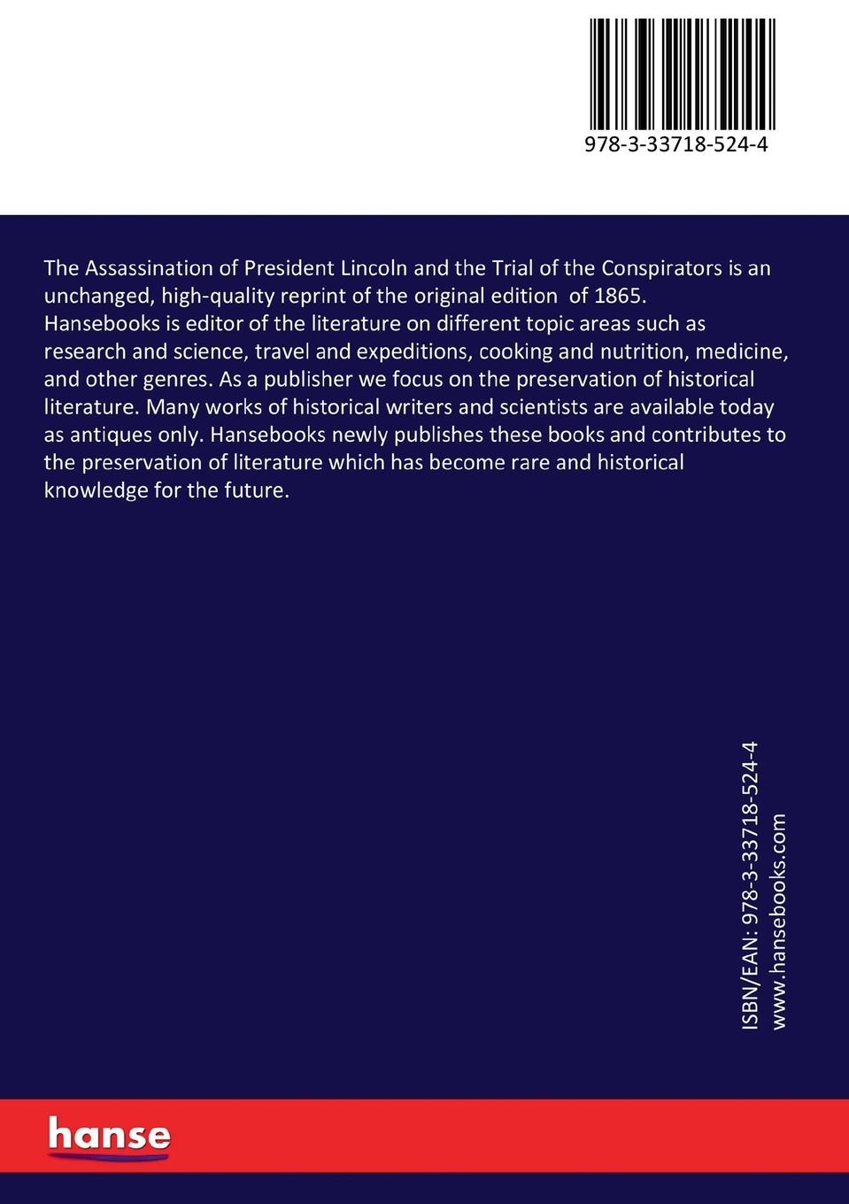 Rückseitencover The Assassination of President Lincoln and the Trial of the Conspirators