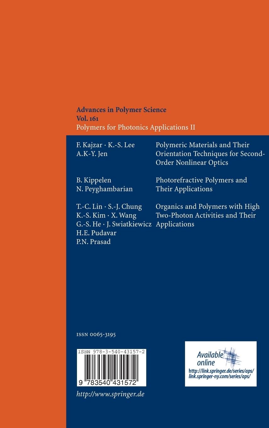 Rückseitencover Polymers for Photonics Applications II