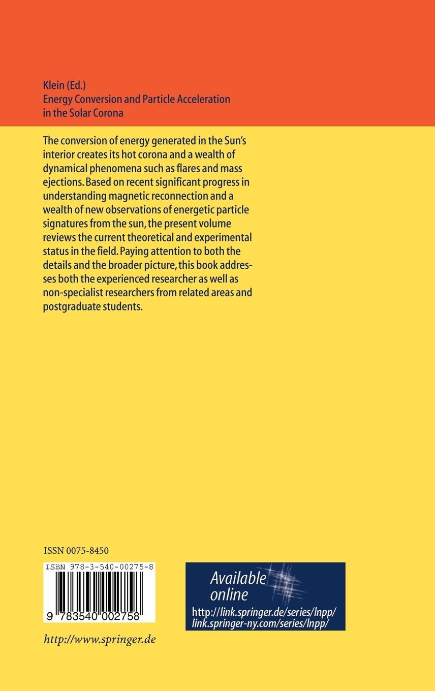 Rückseitencover Energy Conversion and Particle Acceleration in the Solar Corona