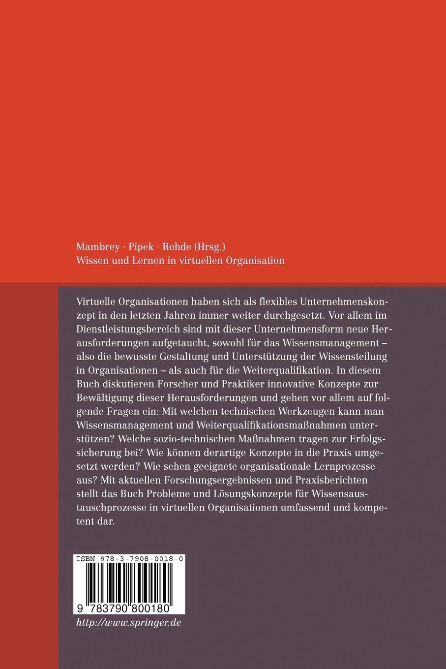 Rückseitencover Wissen und Lernen in virtuellen Organisationen