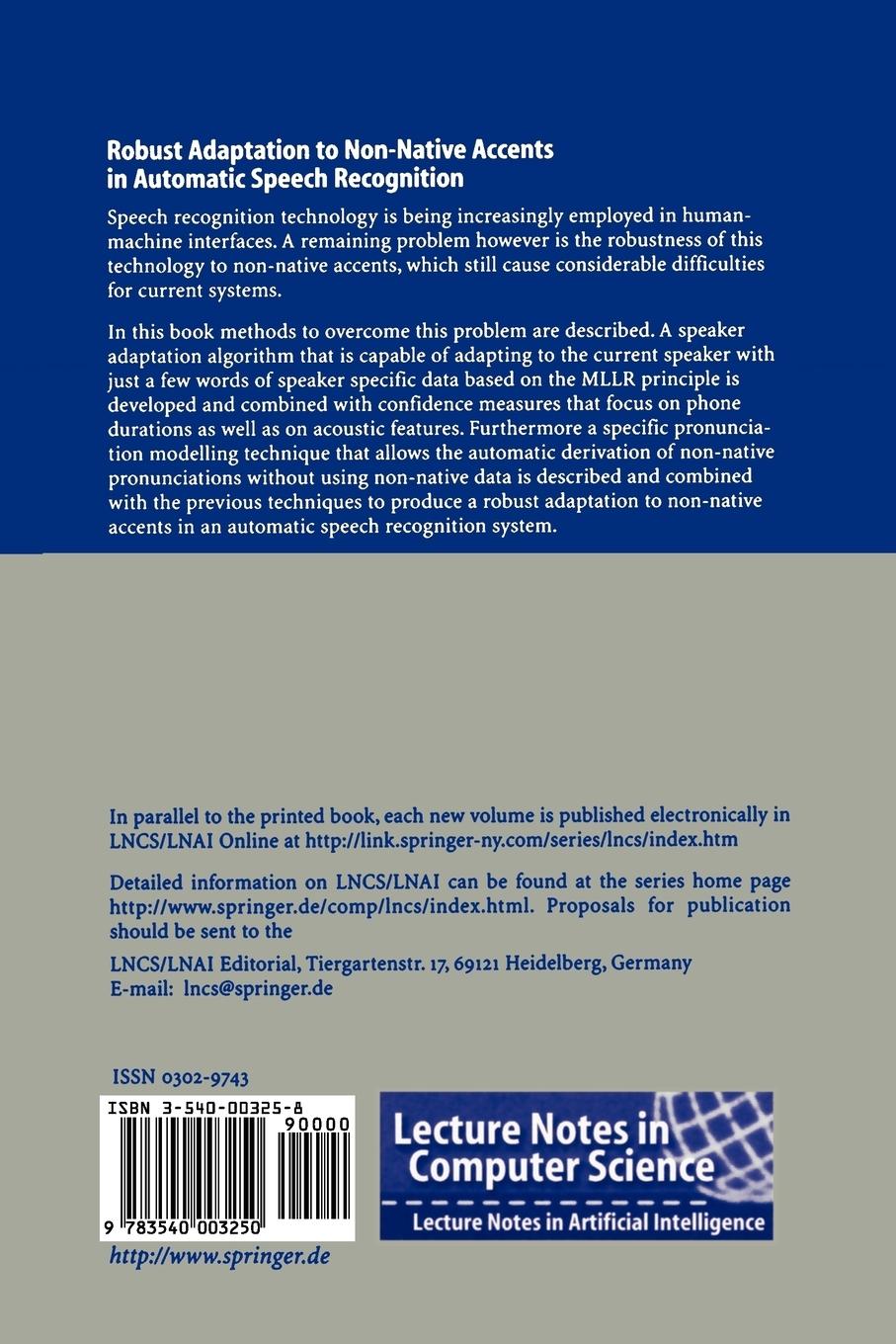 Rückseitencover Robust Adaptation to Non-Native Accents in Automatic Speech Recognition
