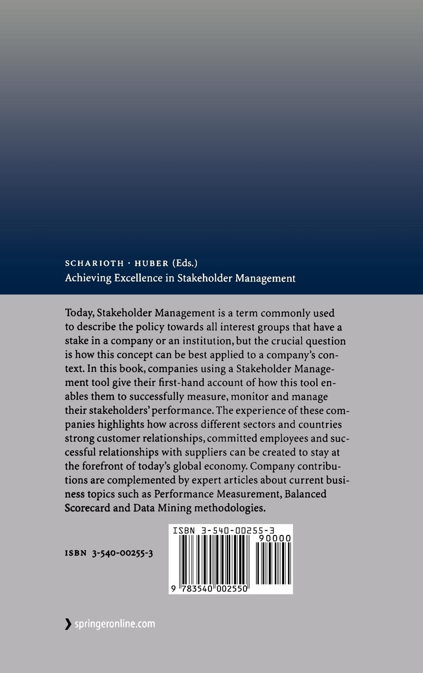 Rückseitencover Achieving Excellence in Stakeholder Management