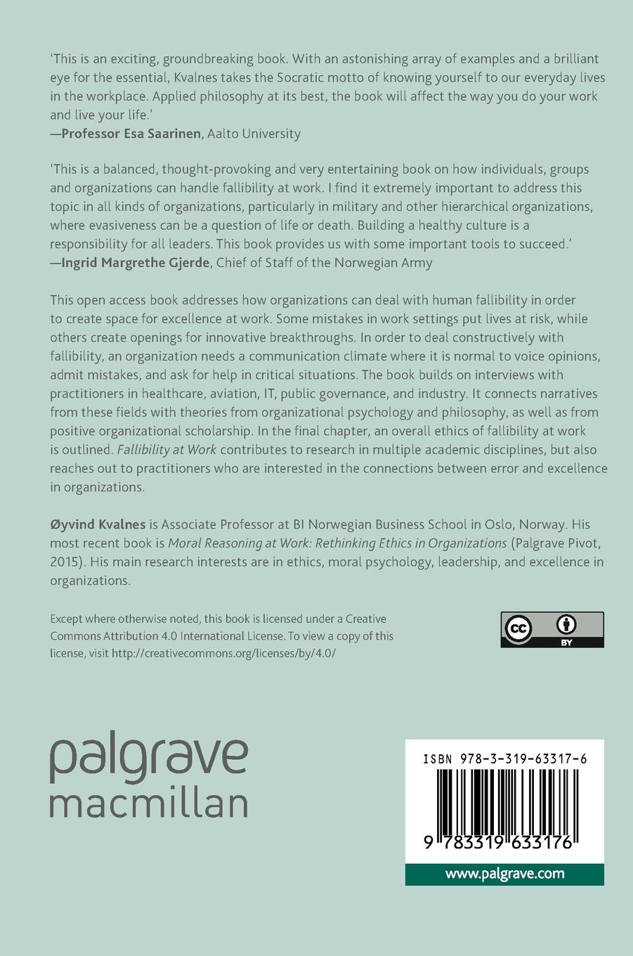 Rückseitencover Fallibility at Work