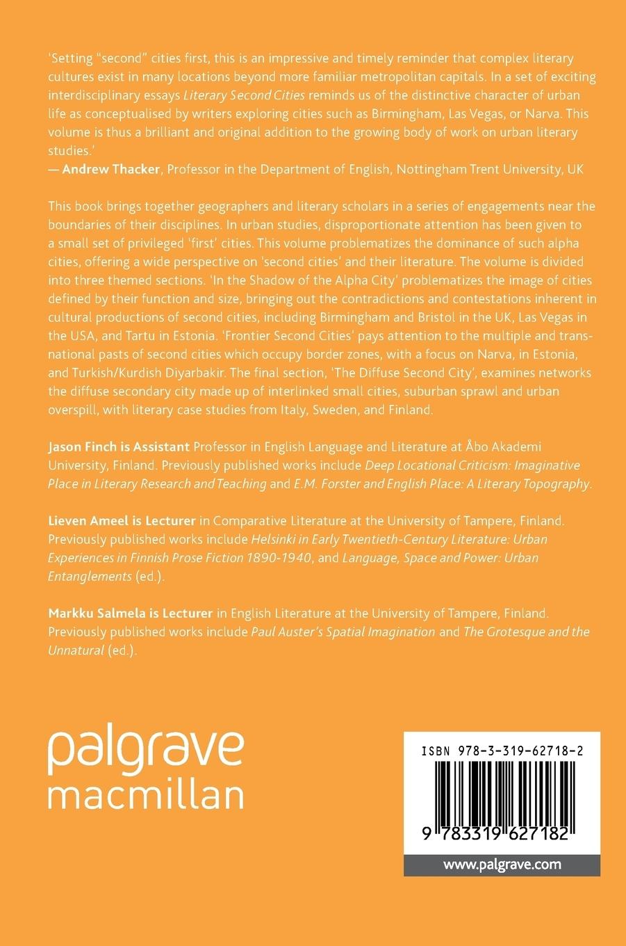 Rückseitencover Literary Second Cities
