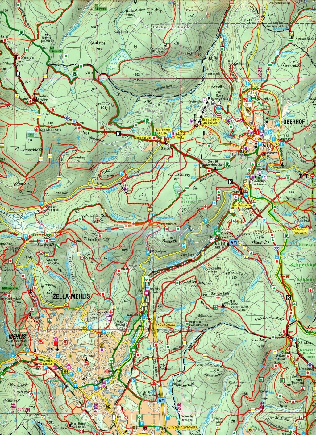 Beispielinhalt (Bild) Rennsteig 1:35 000. 4-teiliges wetterfestes Kartenset mit Schutzhülle