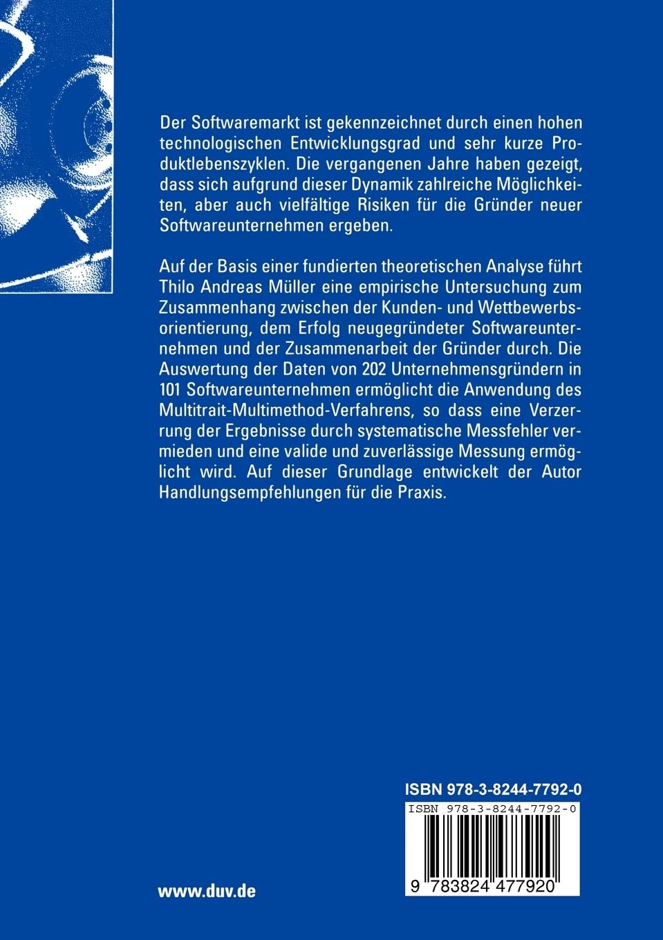 Rückseitencover Kunden- und Wettbewerbsorientierung neugegründeter Softwareunternehmen