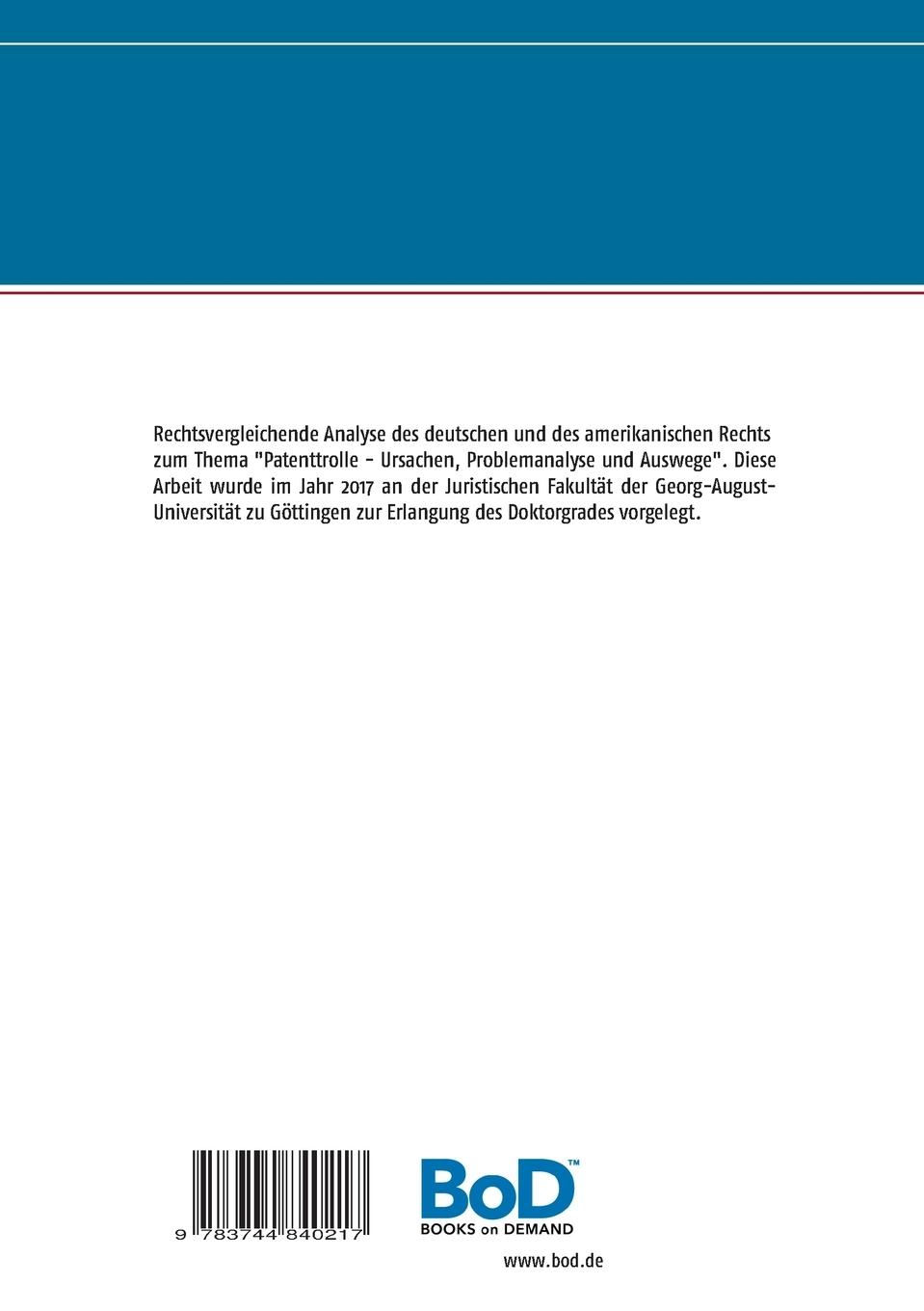 Rückseitencover Patenttrolle - Ursachen, Problemanalyse und Auswege