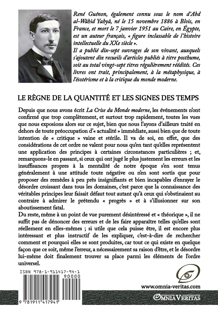 Rückseitencover Le règne de la quantité et les signes des temps