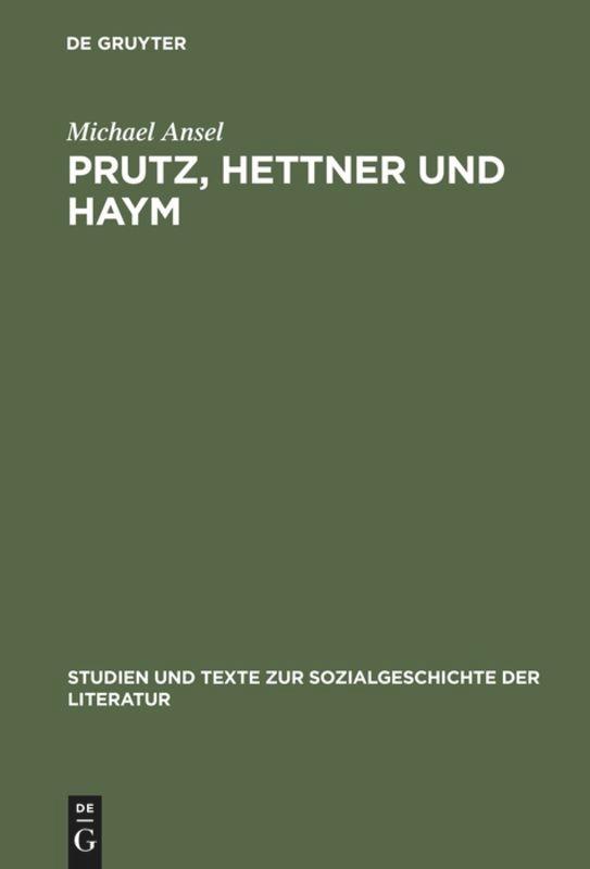 Vorderes Coverbild Prutz, Hettner und Haym