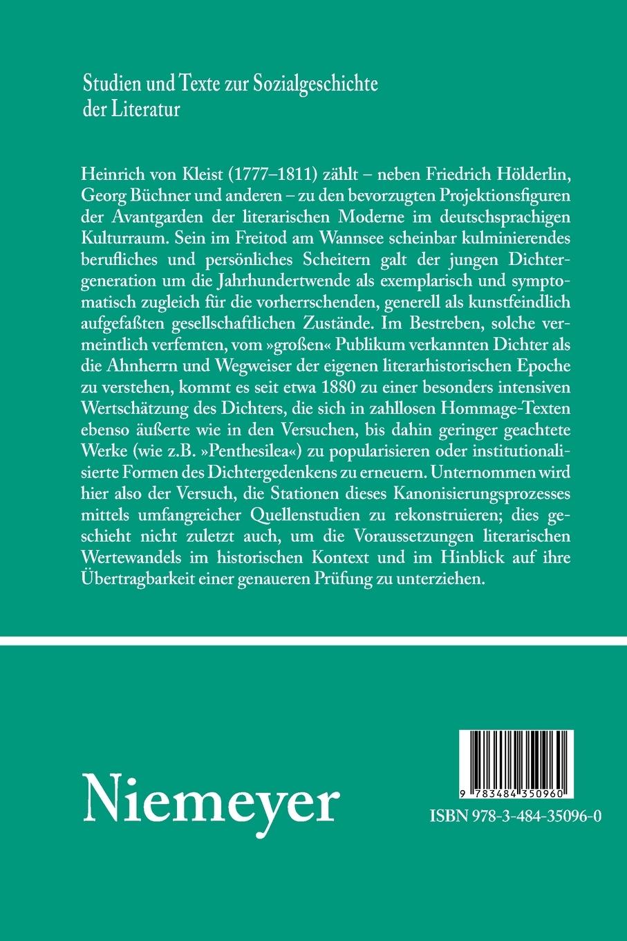 Rückseitencover Heinrich von Kleist - Eine Dichterrenaissance