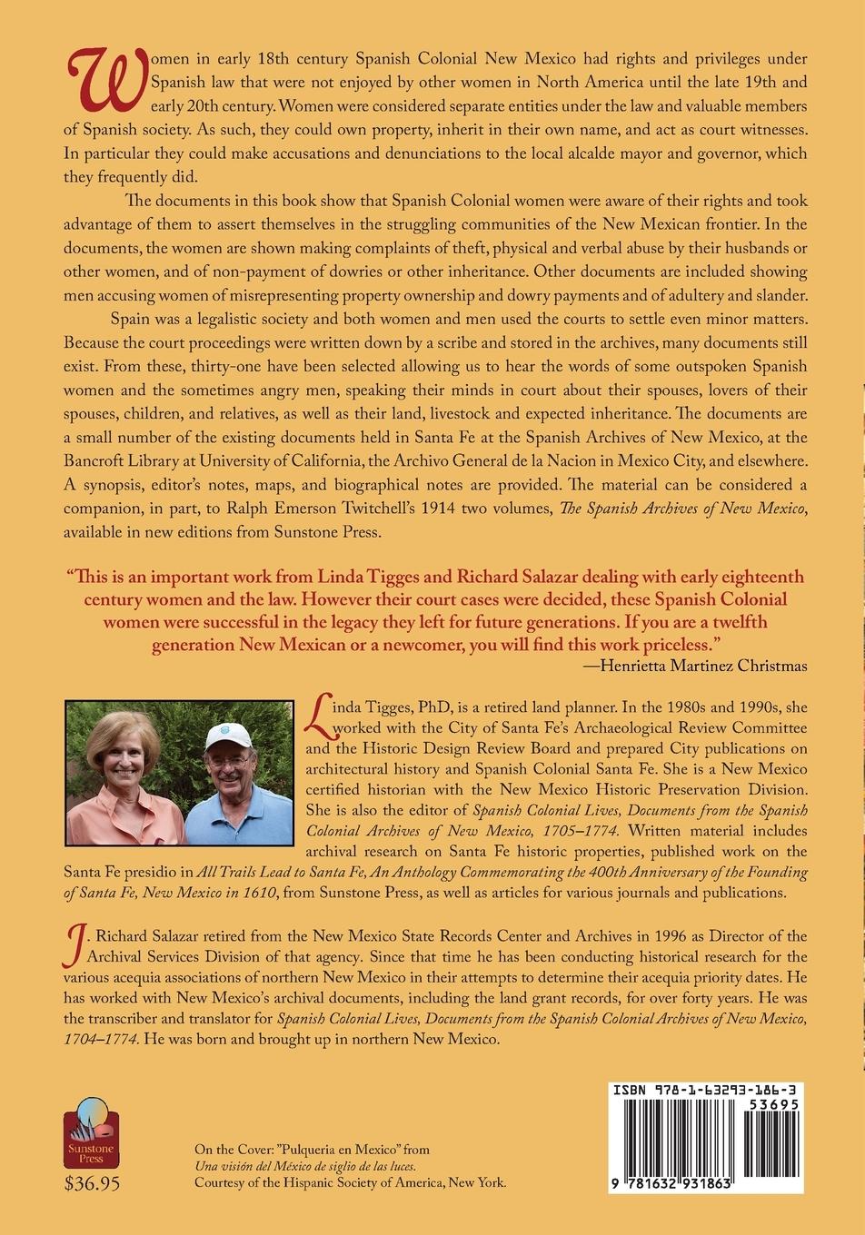 Rückseitencover Spanish Colonial Women and the Law - Complaints, Lawsuits, and Criminal Behavior (English Edition)