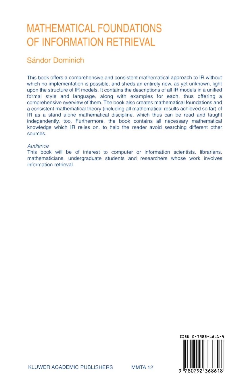 Rückseitencover Mathematical Foundations of Information Retrieval