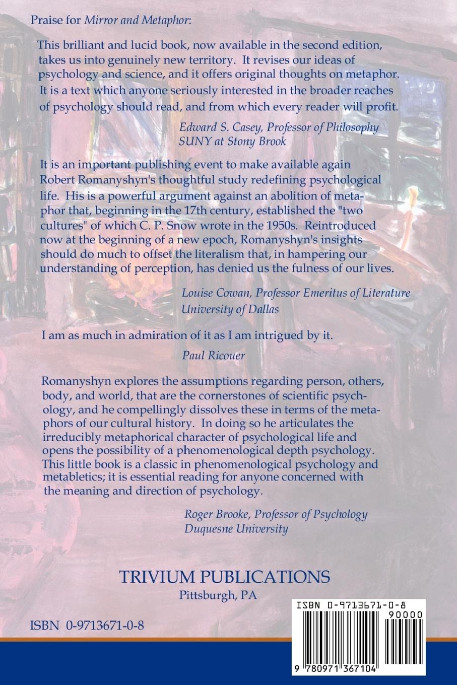 Rückseitencover Mirror and Metaphor: Images and Stories of Psychological Life